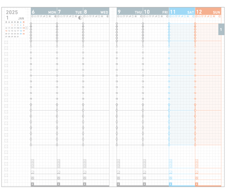 Unique format for planning and organizing various information